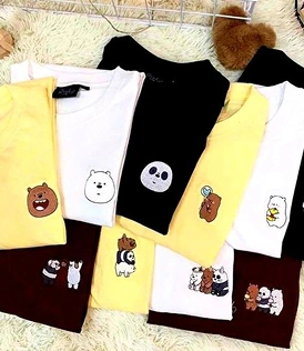 White t-shirt with colorful print